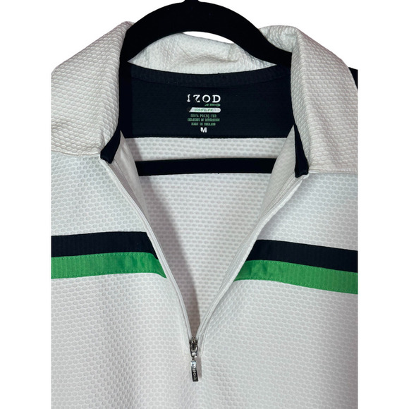 Women's Izod Cool FXG Short Sleeve 1/4 Zip Top White Black Green Y2K Style Sz M - Picture 4 of 6